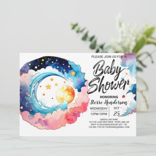 Celestial Bliss Baby shower Kaart (Staand voorkant)