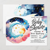Celestial Bliss Baby shower Kaart (Voorkant / Achterkant)