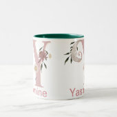 Celestial Bloemen Aangepaste Naam Letter Y Monogra Tweekleurige Koffiemok (Center)