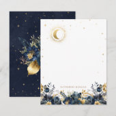 Celestial Bloemen Blauwe Sterren Maan Bruiloft Notitiekaartje (Voorkant / Achterkant)