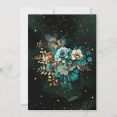 Celestial Bloemen Groen Goud Sterren Quinceanera Kaart (Achterkant)