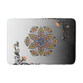 Celestial Bloom – Black & White Mandala Floral Des Badmat (Voorkant)