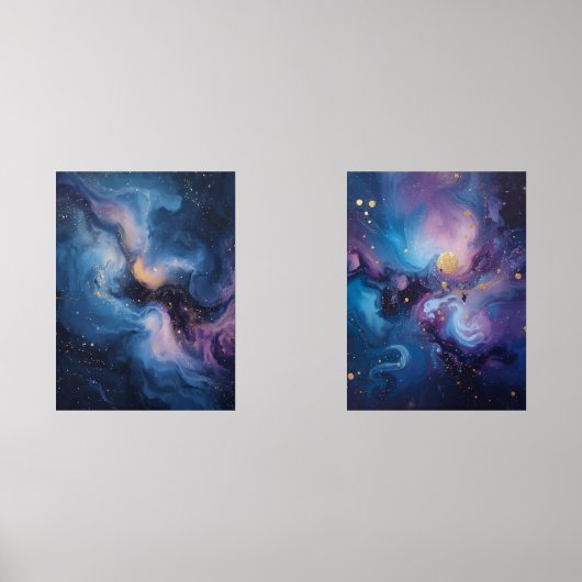 Celestial Bloom: een nevel in beweging Muurkunst Sets (Voorkant)