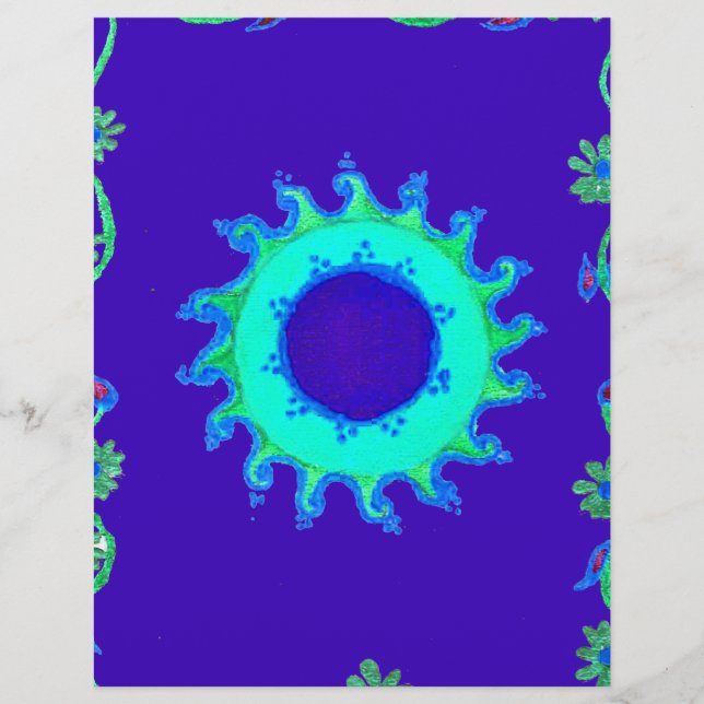 Celestial Bloom: Iridescent Blue Cyan Floral Motie (Voorkant)
