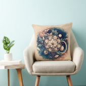 Celestial Bloom - Mystic Floral Moon Art Kussen (Stoel)