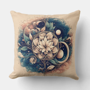 Celestial Bloom - Mystic Floral Moon Art Kussen