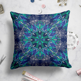 Celestial Bloom Pillow in Midnight Blue Kussen