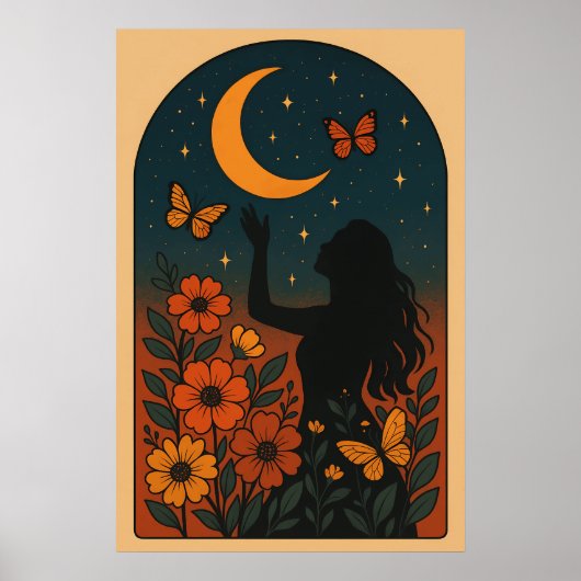 Celestial Bloom: Reaching for the Moon Poster (Voorkant)