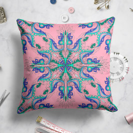 Celestial Bloom Star Pillow in Pastel Pink Kussen
