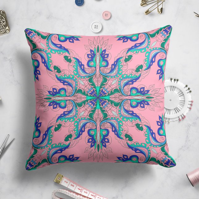Celestial Bloom Star Pillow in Pastel Pink Kussen (Creator heeft geüpload)