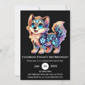 Celestial Bloom Wolf Birthday Invitation Kaart (Voorkant)