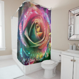 Celestial Blossom: Buitenaards Roos Douchegordijn