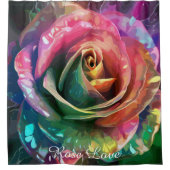 Celestial Blossom: Buitenaards Roos Douchegordijn (Voorkant)