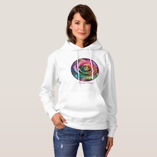 Celestial Blossom: Buitenaards Roos Hoodie (Voorkant volledig)