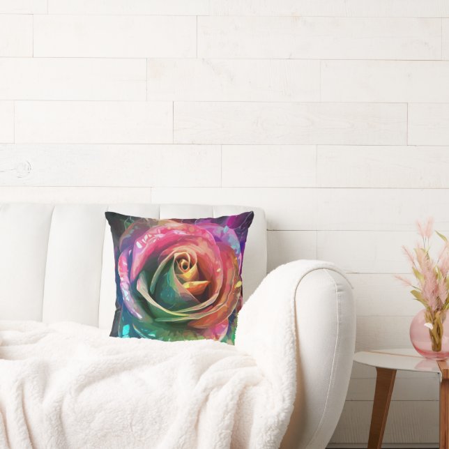 Celestial Blossom: Buitenaards Roos Kussen (Bank)