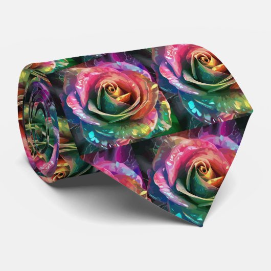 Celestial Blossom: Buitenaards Roos Stropdas (Opgerold)