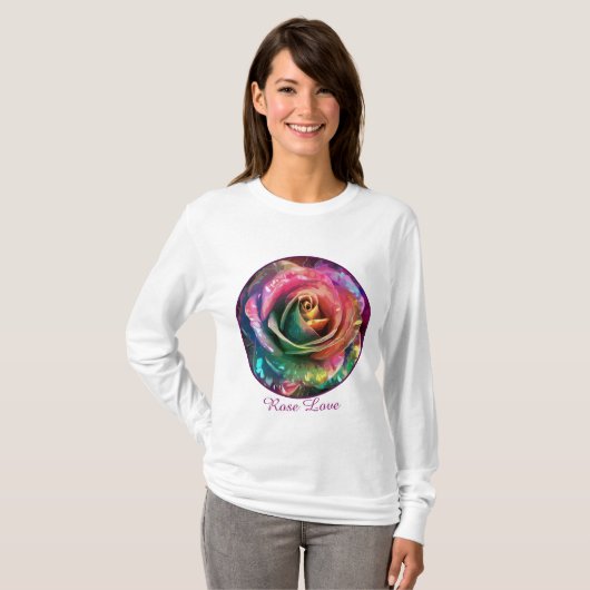 Celestial Blossom: Buitenaards Roos T-shirt (Voorkant volledig)