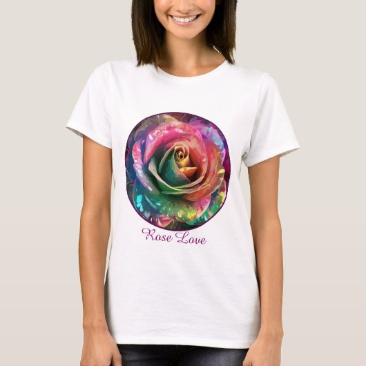 Celestial Blossom: Buitenaards Roos T-shirt (Voorkant)