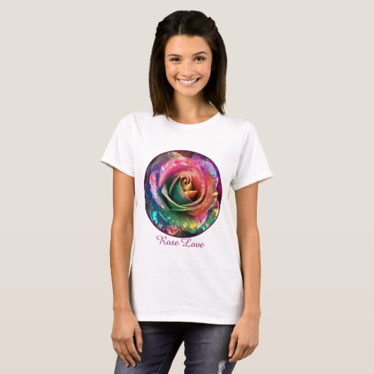 Celestial Blossom: Buitenaards Roos T-shirt (Voorkant volledig)