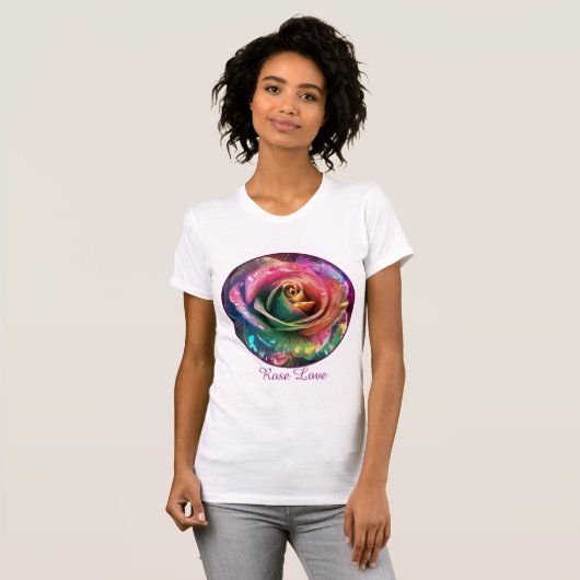 Celestial Blossom: Buitenaards Roos T-shirt (Voorkant volledig)