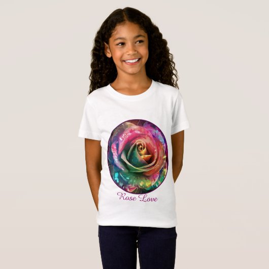 Celestial Blossom: Buitenaards Roos T-shirt (Voorkant volledig)