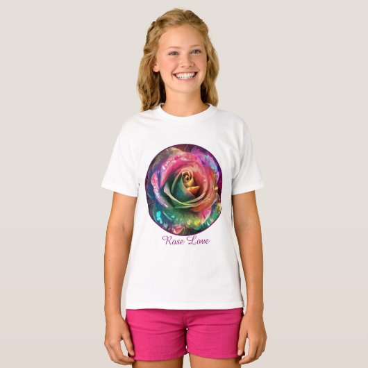 Celestial Blossom: Buitenaards Roos T-shirt (Voorkant volledig)
