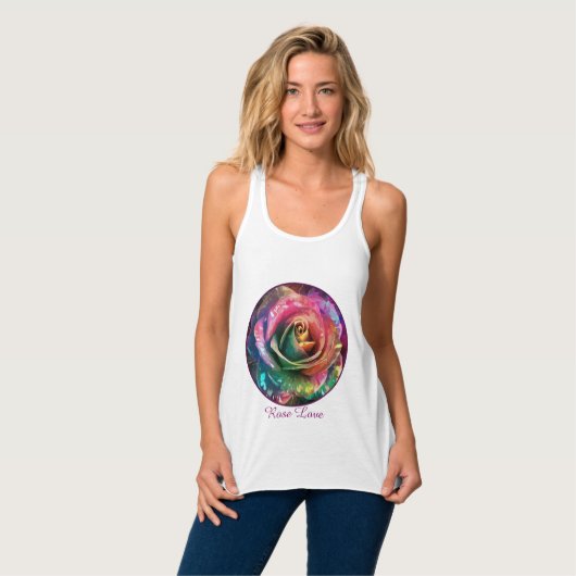 Celestial Blossom: Buitenaards Roos Tanktop (Volledige Voorkant)