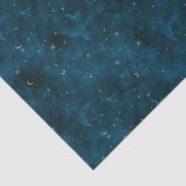 Celestial Blue and Gold Sterrennacht Crescent Moon Tissuepapier (Detail)