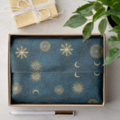 Celestial Blue and Gold Sterrennacht Crescent Moon Tissuepapier (Geschenk)