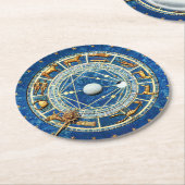 Celestial Blue Antiek Gold Zodiaw Astrology Ronde Kartonnen Onderzetter (Gebogen)