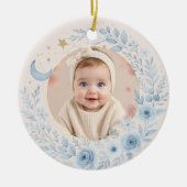 Celestial Blue Baby First Christmas Photo Keramisch Ornament (Voorkant)