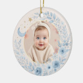 Celestial Blue Baby First Christmas Photo Keramisch Ornament (Links)