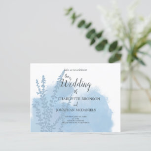 Celestial Blue Botanical Waterverf Wash Weddenscha Briefkaart
