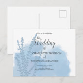 Celestial Blue Botanical Waterverf Wash Weddenscha Briefkaart (Voorkant / Achterkant)