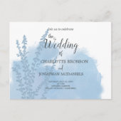 Celestial Blue Botanical Waterverf Wash Weddenscha Briefkaart (Voorkant)