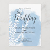 Celestial Blue Botanical Waterverf Wash Weddenscha Briefkaart (Voorkant)