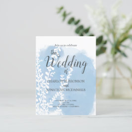 Celestial Blue Botanical Waterverf Wash Weddenscha Briefkaart