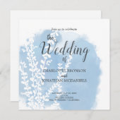 Celestial Blue Botanical Waterverf Wash Weddenscha Kaart (Voorkant / Achterkant)