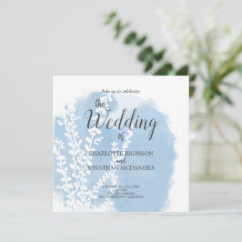 Celestial Blue Botanical Waterverf Wash Weddenscha Kaart