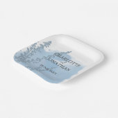 Celestial Blue Botanical Waterverf Wash Weddenscha Papieren Bordje (Gebogen)