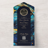 Celestial Blue Bruiloft All In One Uitnodiging (Binnen)