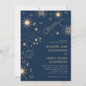 Celestial Blue Bruiloft Kaart (Voorkant)