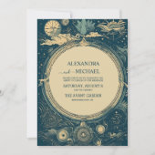 Celestial Blue en Golg Tarot Kaart Bruiloft (Voorkant)