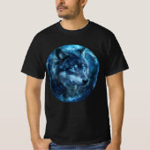 Celestial Blue-Eyed Wolf Wall Art T-shirt (Voorkant)