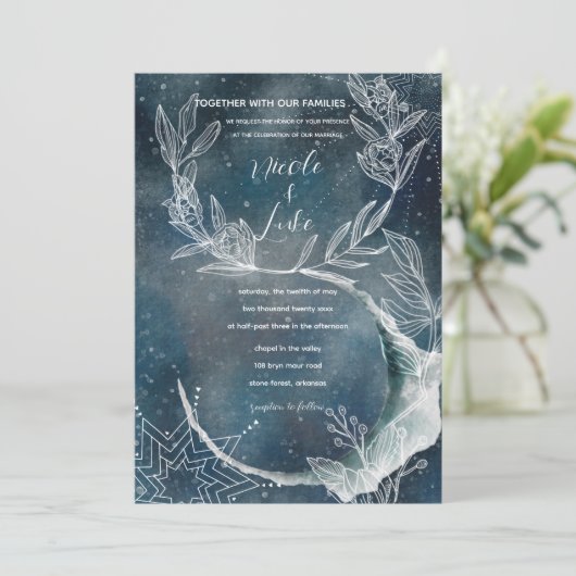 Celestial Blue Flower Moon Kaart (Staand voorkant)