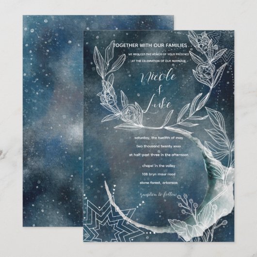 Celestial Blue Flower Moon Kaart (Voorkant / Achterkant)