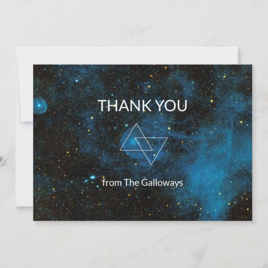 Celestial Blue Galaxy Cosmic Minimalist Chic Cool Bedankkaart (Voorkant)