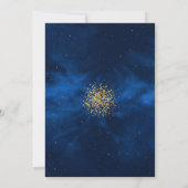 Celestial Blue Galaxy Gold Confetti Wedding Kaart (Achterkant)
