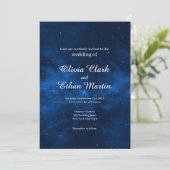 Celestial Blue Galaxy Night Sky Theme Weddenschap Kaart (Staand voorkant)