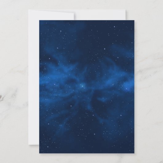 Celestial Blue Galaxy Night Sky Theme Weddenschap Kaart (Achterkant)
